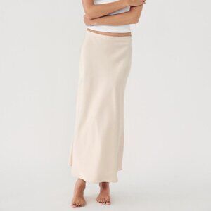 NWT Zara Satin Effect Soft Gold Midi Skirt | Small